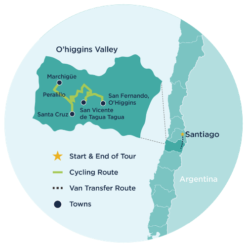 Chile Wine Country tour map